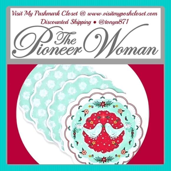 🦋 New Pioneer Woman Mazie Bird Fabric Placemat Set, Multicolor, 16" Round Qty 4 - Picture 3 of 6